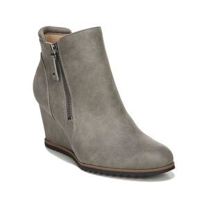 SOUL Womens Gray Stretch Gore Arch Support Haley Almond Toe Wedge Booties 9 M